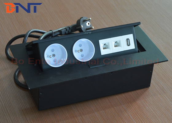 Prise de puissance cachée de table de bruit de bouton-poussoir de rectangle avec HDMI/RJ45