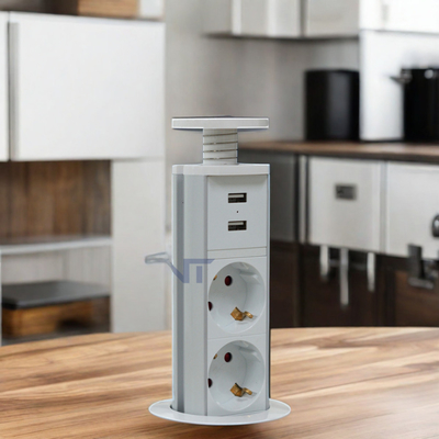 IP44 6cm Couleur blanche prise électrique verticale de la tour de cuisine avec charge USB