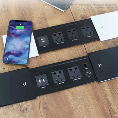 Nouveau style bureau couvercle de glissement prise électrique coulissante 10A courant nominal avec chargeur sans fil pour la maison et le bureau