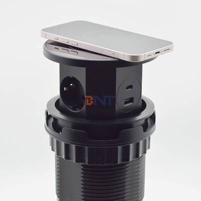 OEM/ODM Smart Pop-Up Power Outlet Socket de table en aluminium avec 3 prises de courant alternatif et 2 ports USB Norme IP44 pour le chargement