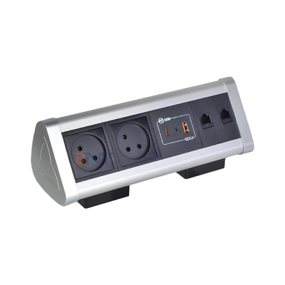 Conception de pinceau adhésif Serveur de bureau Serveur de prise de courant avec 2 prises AC IS USB A + C PD 20W Charge rapide