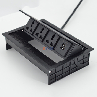 Pinceau Flip Up prise d'alimentation universelle Couverture Socket de bureau avec port de données USB-S /Boîte de connectivité Flip de table