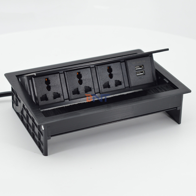 Pinceau Flip Up prise d'alimentation universelle Couverture Socket de bureau avec port de données USB-S /Boîte de connectivité Flip de table
