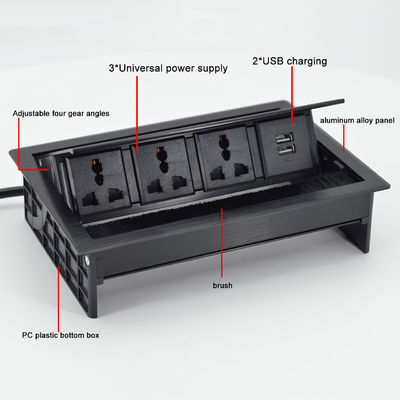 Pinceau Flip Up prise d'alimentation universelle Couverture Socket de bureau avec port de données USB-S /Boîte de connectivité Flip de table