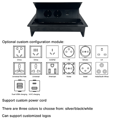 Socket de couverture de bureau intégré avec 2 prises d'alimentation à courant alternatif Socket de conférence Tableau de fil Grommet Socket de courant pratique