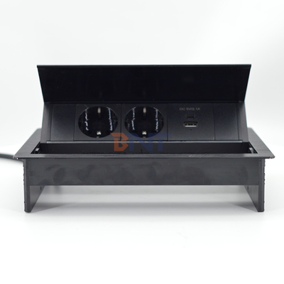 Socket de couverture de bureau intégré avec 2 prises d'alimentation à courant alternatif Socket de conférence Tableau de fil Grommet Socket de courant pratique