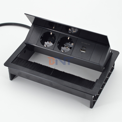 Socket de couverture de bureau intégré avec 2 prises d'alimentation à courant alternatif Socket de conférence Tableau de fil Grommet Socket de courant pratique