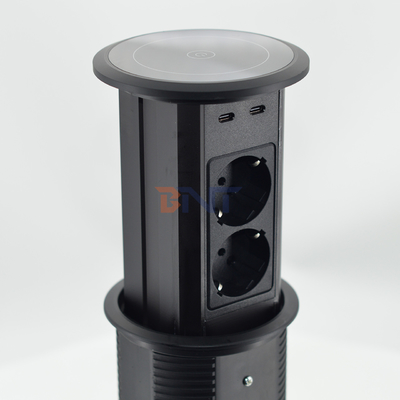 Portes d'alimentation électriques à prise de courant électrique à double face 4 prises AC avec double chargeur USB A + C + sans fil pour Office De