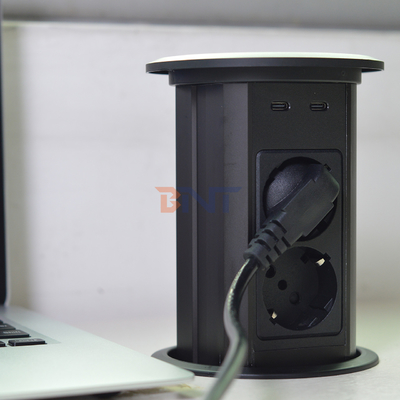 Portes d'alimentation électriques à prise de courant électrique à double face 4 prises AC avec double chargeur USB A + C + sans fil pour Office De