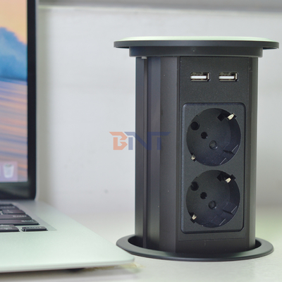 Portes d'alimentation électriques à prise de courant électrique à double face 4 prises AC avec double chargeur USB A + C + sans fil pour Office De