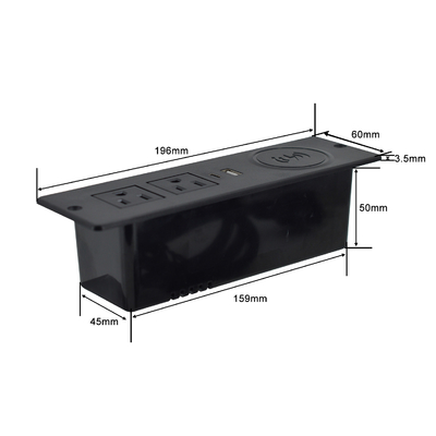 canapé 2 prises de courant alternatif américaines et prise de charge usb avec chargeur sans fil 60mm us power canapé de bureau chargeur de meubles power soc