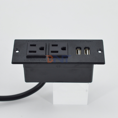 Tape d'alimentation encastrée US standard Socket électrique de bureau 2 prises et 2 prises USB de type A pour le canapé de l'armoire