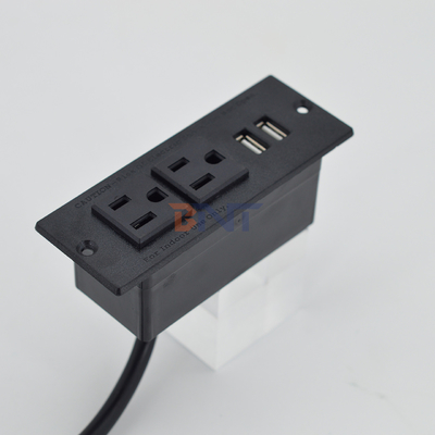 Tape d'alimentation encastrée US standard Socket électrique de bureau 2 prises et 2 prises USB de type A pour le canapé de l'armoire