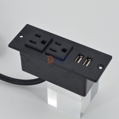 Tape d'alimentation encastrée US standard Socket électrique de bureau 2 prises et 2 prises USB de type A pour le canapé de l'armoire