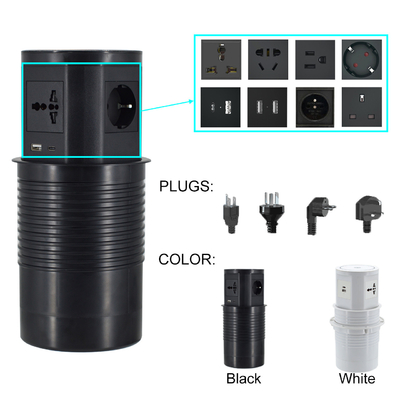 Cuisine Sockets d'alimentation pneumatiques cachés avec port usb et chargeur sans fil de 15W pour bureau