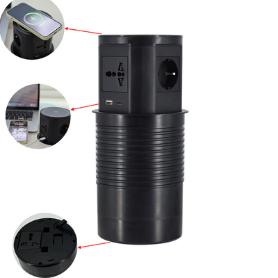 Cuisine Sockets d'alimentation pneumatiques cachés avec port usb et chargeur sans fil de 15W pour bureau