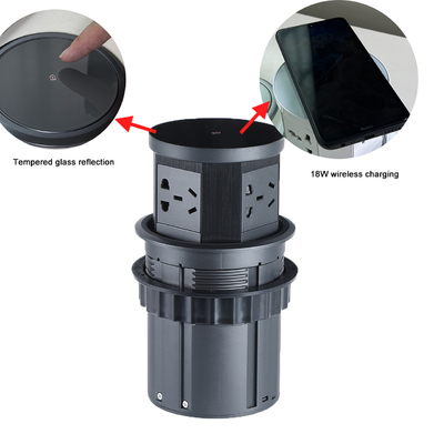 Socket d'alimentation caché avec port USB Socket de cuisine à courant alternatif 16A avec chargeur rapide sans fil pour Office