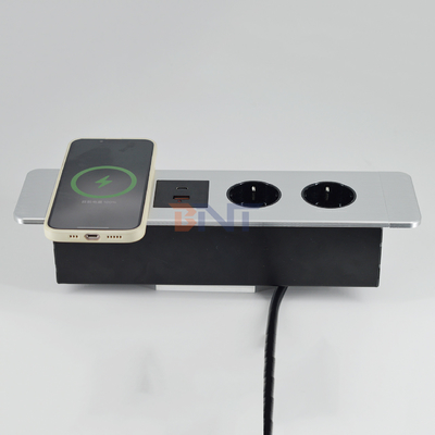 Sous-tableuse multifonctionnelle de bureau Socket électrique UE avec ports USB A + C et chargeur sans fil