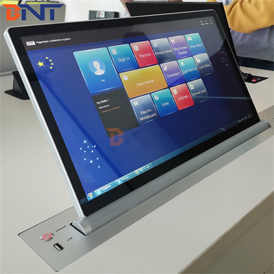 Système de conférence 15,6 pouces Moniteur LCD moteuré Pop up Ascenseur personnalisé Taille 17 ~ 24 pouces Écran d'ordinateur