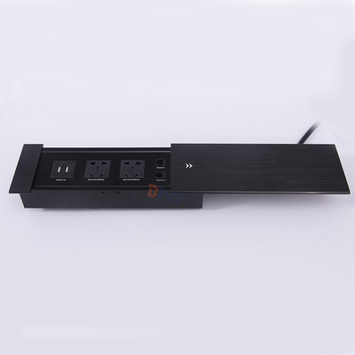 Socket électrique à couverture coulissante multifonctionnelle pour bureaux avec charge USB