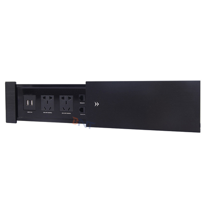 Socket électrique à couverture coulissante multifonctionnelle pour bureaux avec charge USB