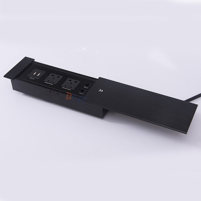 Socket électrique à couverture coulissante multifonctionnelle pour bureaux avec charge USB