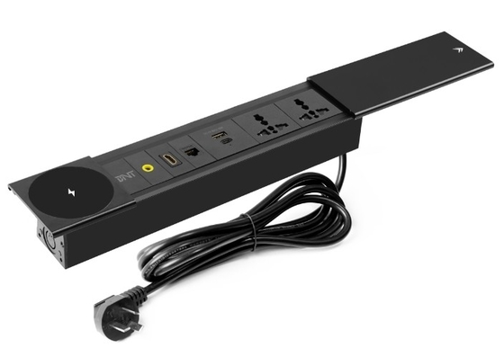 Socket électrique à couverture coulissante multifonctionnelle pour bureaux avec module de charge USB