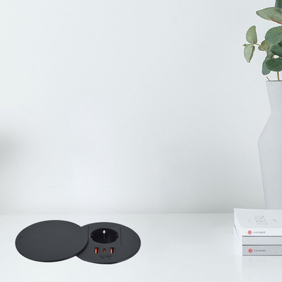 Meubles de bureau Ronde EU prise électrique & 2 usb a+ 1c pour canapé table basse station de charge