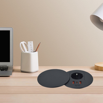 Meubles de bureau Ronde EU prise électrique & 2 usb a+ 1c pour canapé table basse station de charge