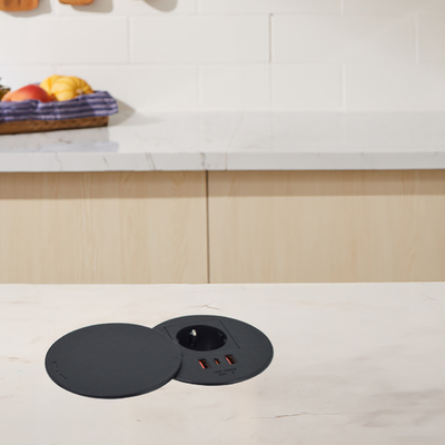 Meubles de bureau Ronde EU prise électrique & 2 usb a+ 1c pour canapé table basse station de charge
