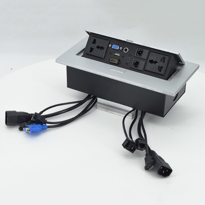 OEM/ODM Universal 16A/10A Sorties AC et Cat6 Port de données PopUp Design Sortie de table IP44 Niveau avec 2 sorties