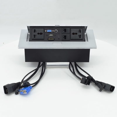 OEM/ODM Universal 16A/10A Sorties AC et Cat6 Port de données PopUp Design Sortie de table IP44 Niveau avec 2 sorties