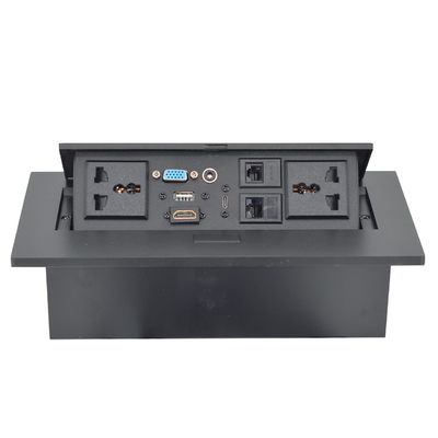 OEM/ODM Universal 16A/10A Sorties AC et Cat6 Port de données PopUp Design Sortie de table IP44 Niveau avec 2 sorties
