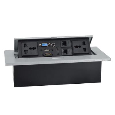 OEM/ODM Universal 16A/10A Sorties AC et Cat6 Port de données PopUp Design Sortie de table IP44 Niveau avec 2 sorties