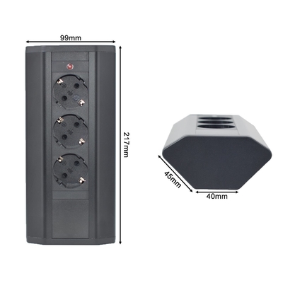OEM/ODM prise d'alimentation d'angle prise d'alimentation électrique UE avec 3 prises de courant alternatif adaptée au bureau / bureau / table / cuisine