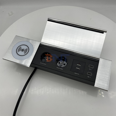 prise électrique multifonctionnelle avec USB et couvercle coulissant - parfaite pour les bureaux et les postes de travail