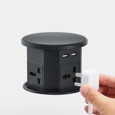 OEM/ODM Smart Pop-Up Power Outlet Socket de table en aluminium avec 4 prises AC et 2 ports USB Norme IP44 pour le chargement