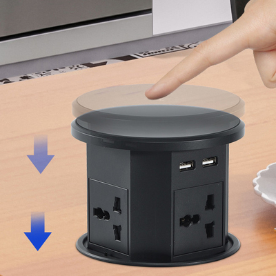 OEM/ODM Smart Pop-Up Power Outlet Socket de table en aluminium avec 4 prises AC et 2 ports USB Norme IP44 pour le chargement