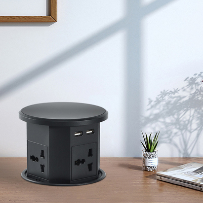 OEM/ODM Smart Pop-Up Power Outlet Socket de table en aluminium avec 4 prises AC et 2 ports USB Norme IP44 pour le chargement