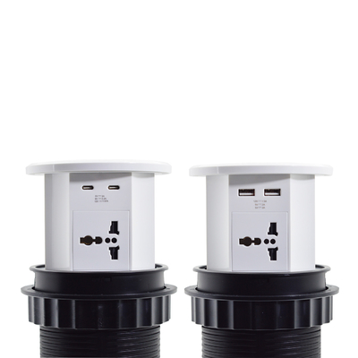 OEM/ODM Smart Pop-Up Power Outlet Socket de table en aluminium avec 4 prises AC et 2 ports USB Norme IP44 pour le chargement