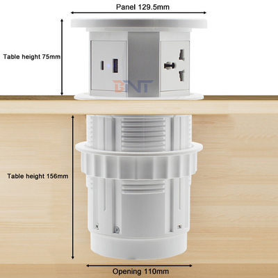 OEM/ODM Smart Pop-Up Power Outlet Socket de table en aluminium avec 4 prises AC et 2 ports USB Norme IP44 pour le chargement