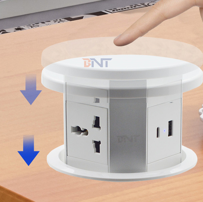 OEM/ODM Smart Pop-Up Power Outlet Socket de table en aluminium avec 4 prises AC et 2 ports USB Norme IP44 pour le chargement