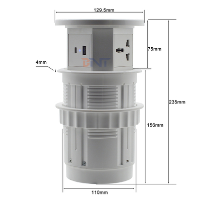 OEM/ODM Smart Pop-Up Power Outlet Socket de table en aluminium avec 4 prises AC et 2 ports USB Norme IP44 pour le chargement