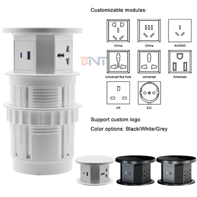 OEM/ODM Smart Pop-Up Power Outlet Socket de table en aluminium avec 4 prises AC et 2 ports USB Norme IP44 pour le chargement