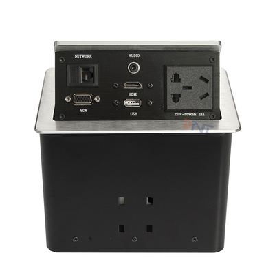 Tableau de conférence en alliage d' aluminium argenté Sorties avec 2 USB, 2 réseaux