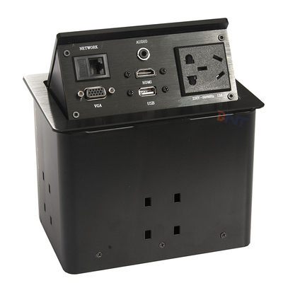 Tableau de conférence en alliage d' aluminium argenté Sorties avec 2 USB, 2 réseaux