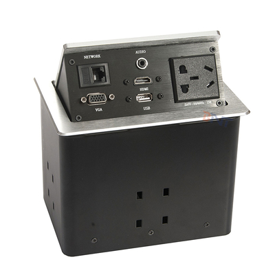 Tableau de conférence en alliage d' aluminium argenté Sorties avec 2 USB, 2 réseaux