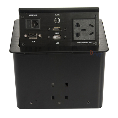 Tableau de conférence en alliage d' aluminium argenté Sorties avec 2 USB, 2 réseaux