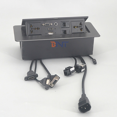 Appareil électrique bureau prises d'alimentation de bureau coin carré avec connecteur audio vidéo