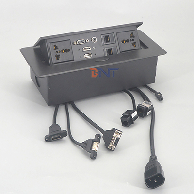 Appareil électrique bureau prises d'alimentation de bureau coin carré avec connecteur audio vidéo